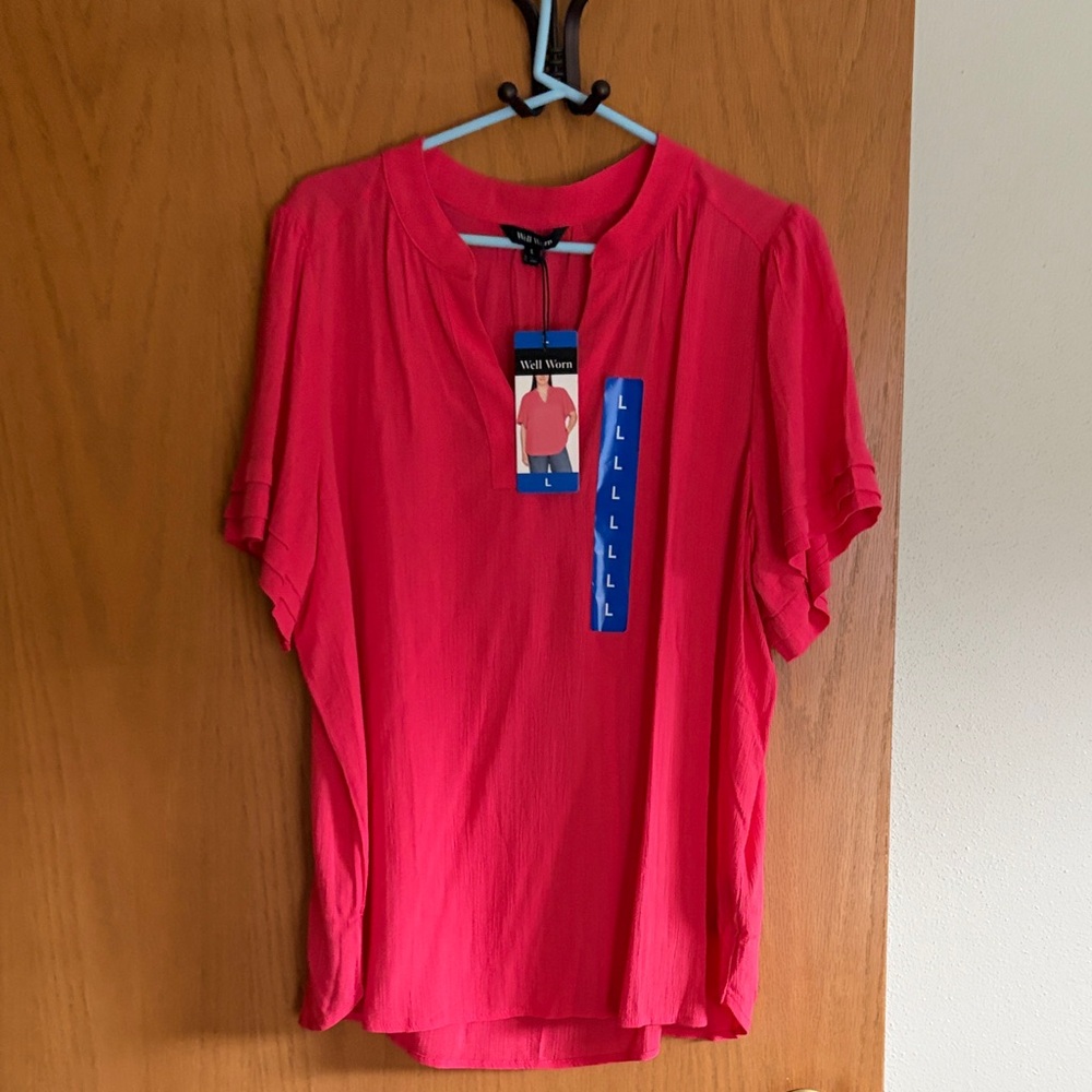 Well Worn Women's coral Short Sleeve Blouse